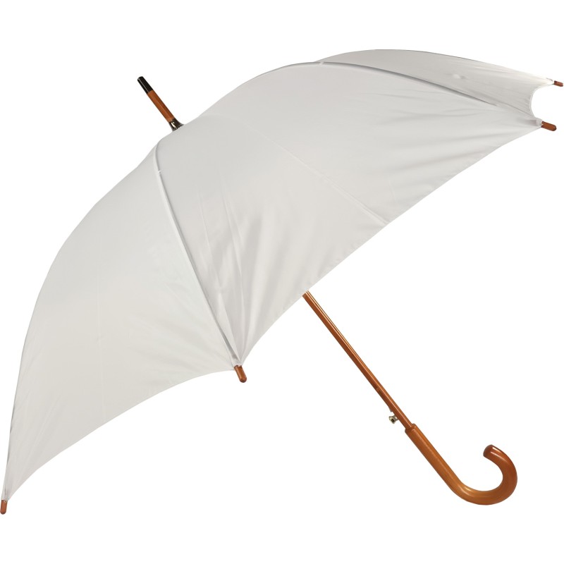 Long plain umbrella with wooden cane