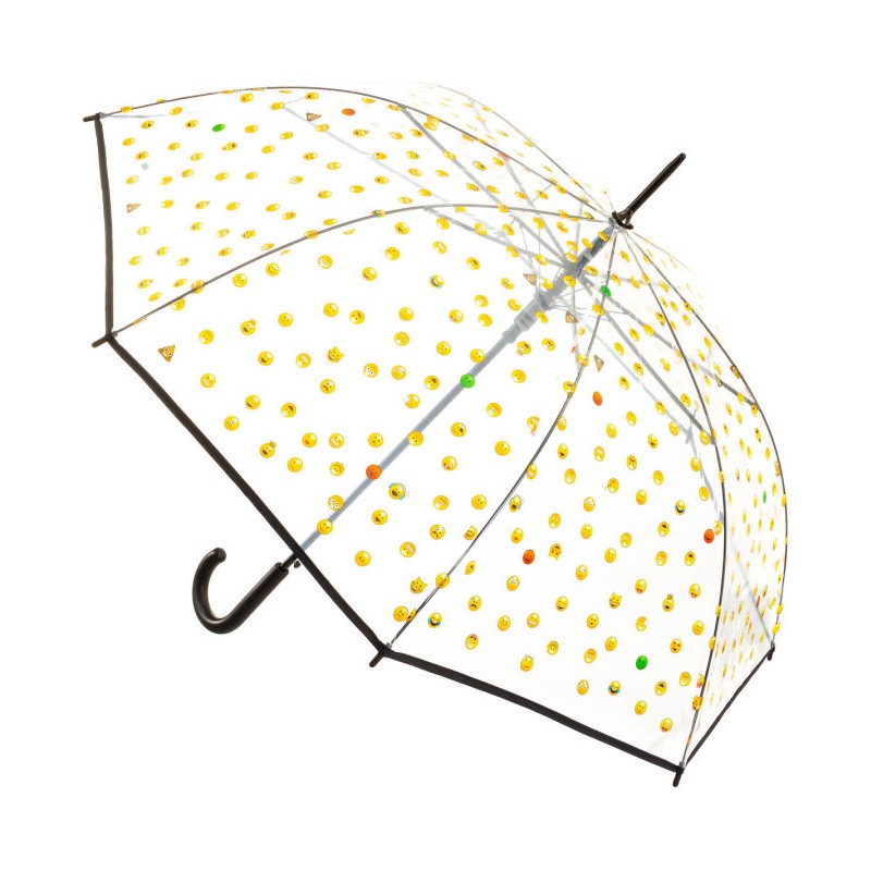 Long transparent children's umbrella with emotion print