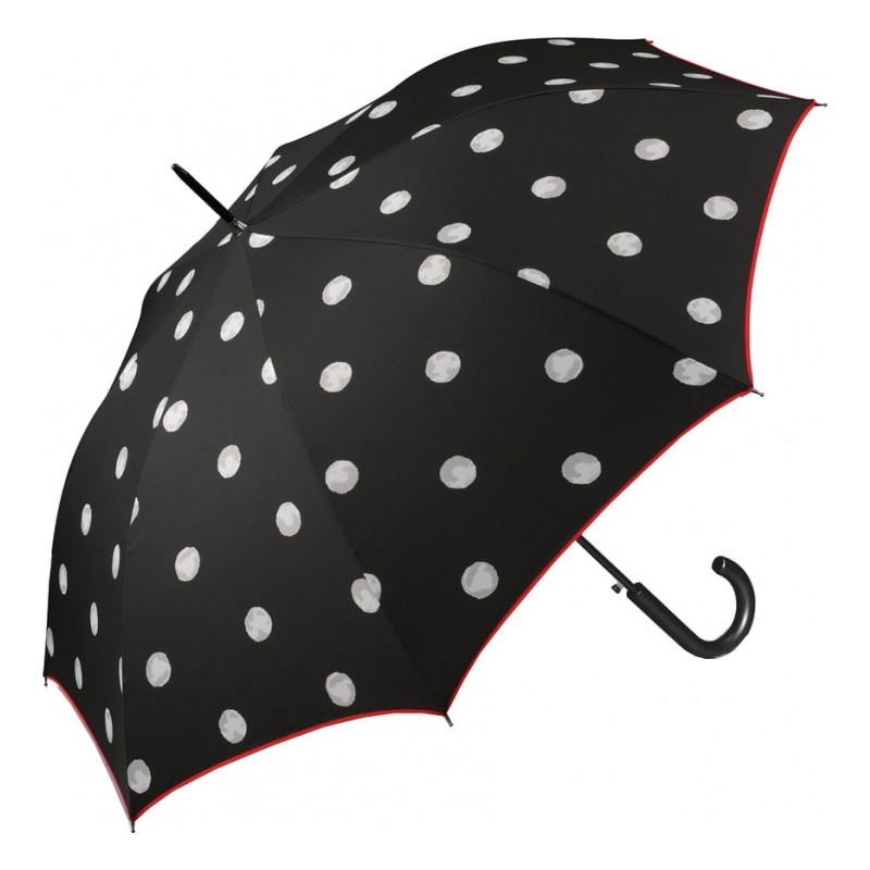 Long AC two-tone black/white umbrella with large polka