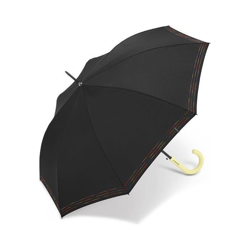 Long black rainbow pop umbrella with fine multicolored lines