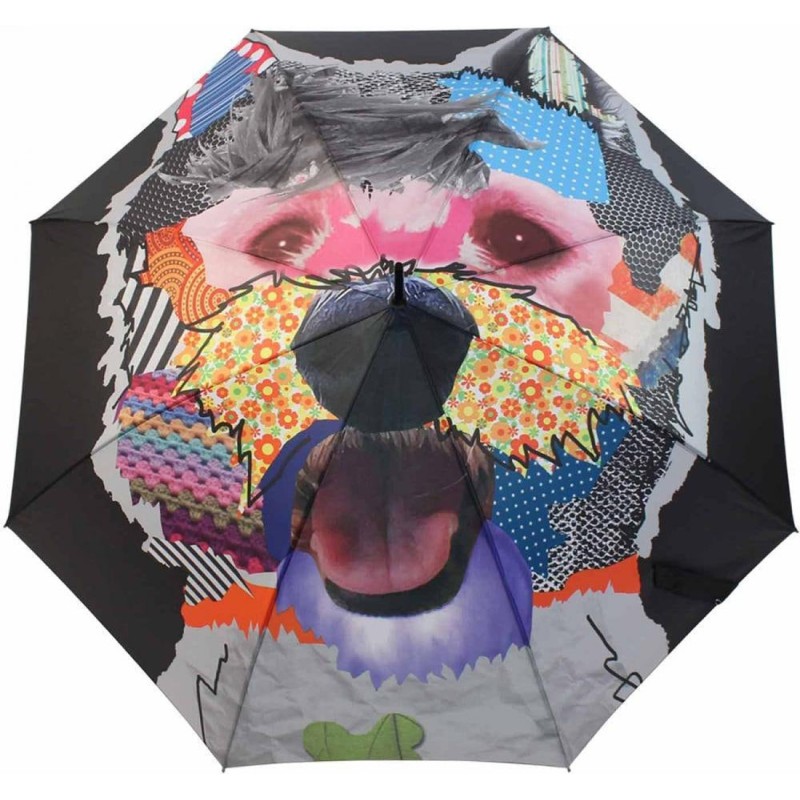 Long modern art umbrella with colorful dog print