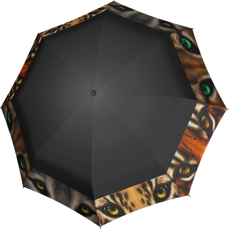 Long black modern art umbrella with animal eyes print