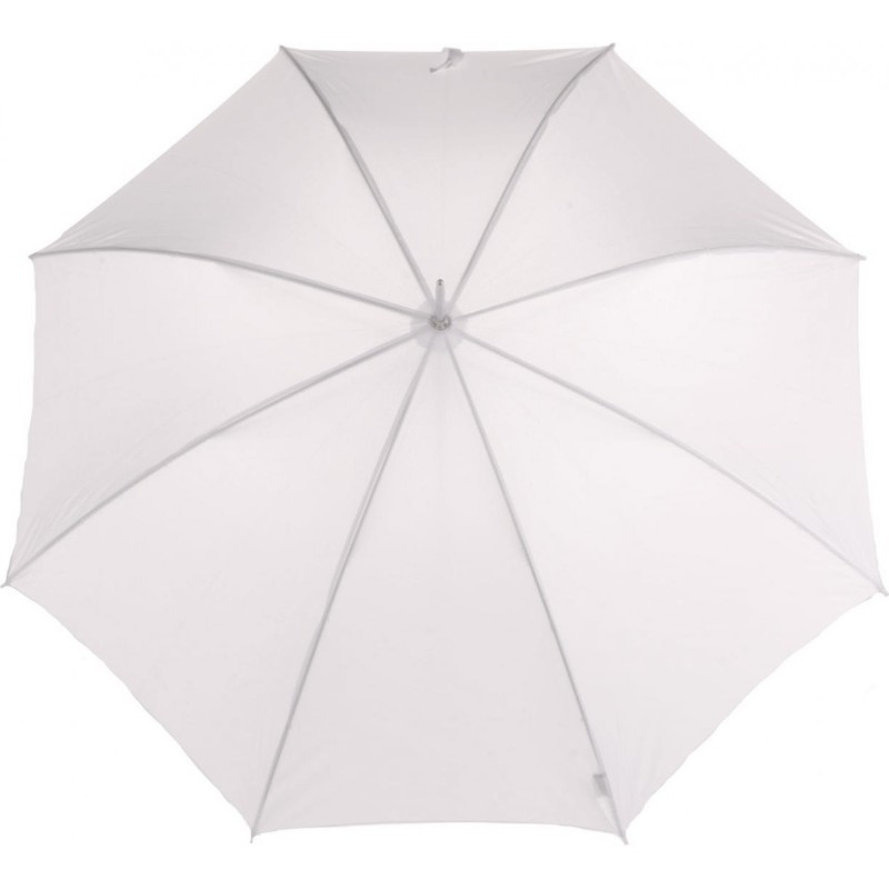 Long white ceremonial umbrella with cane