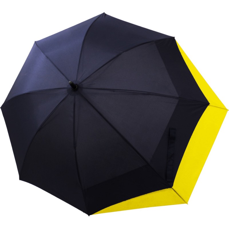 Long two-tone navy/yellow umbrella