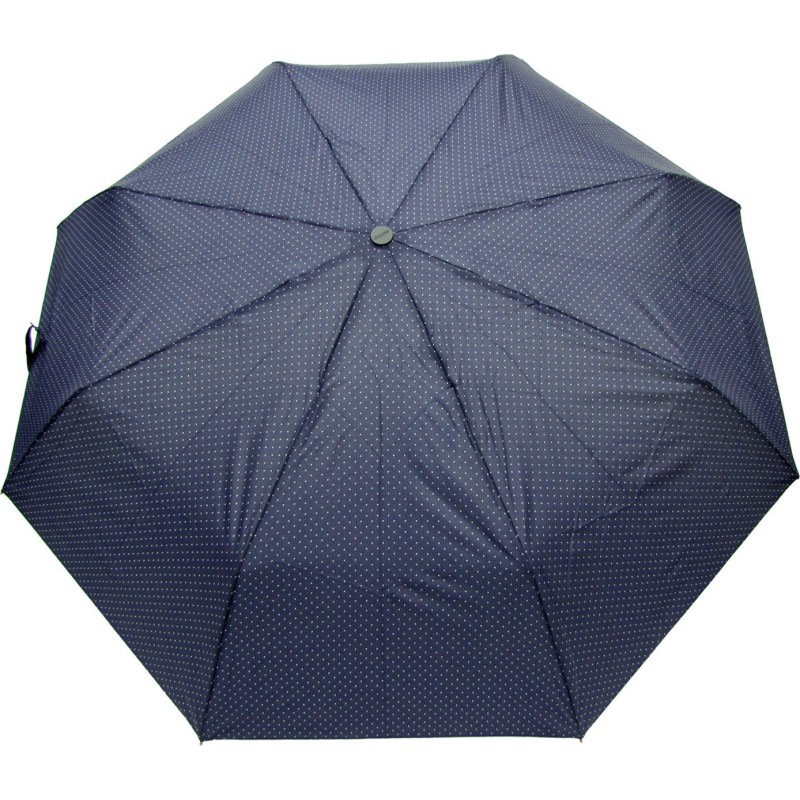 Small plain carbonsteel umbrella with white polka dots