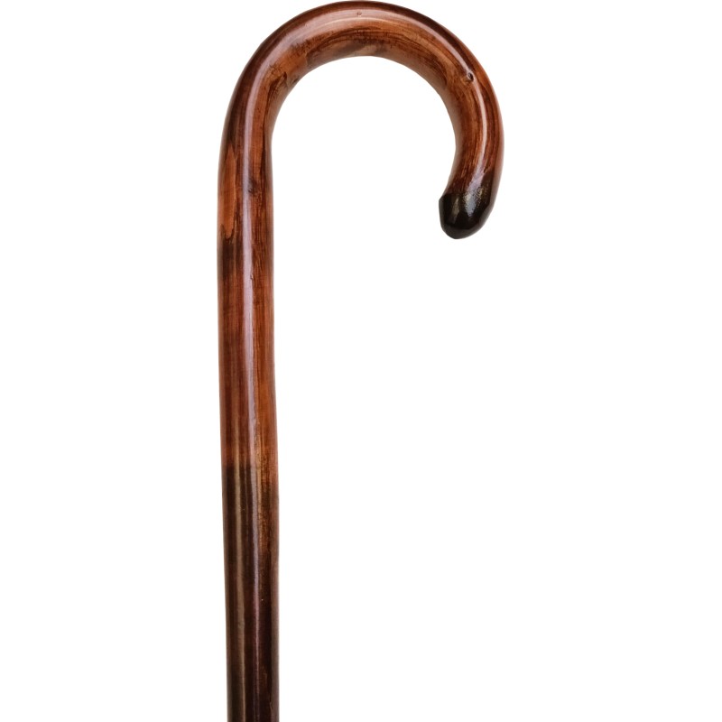 Brown cane, wood, matt, luxury, curved J-shaped handle