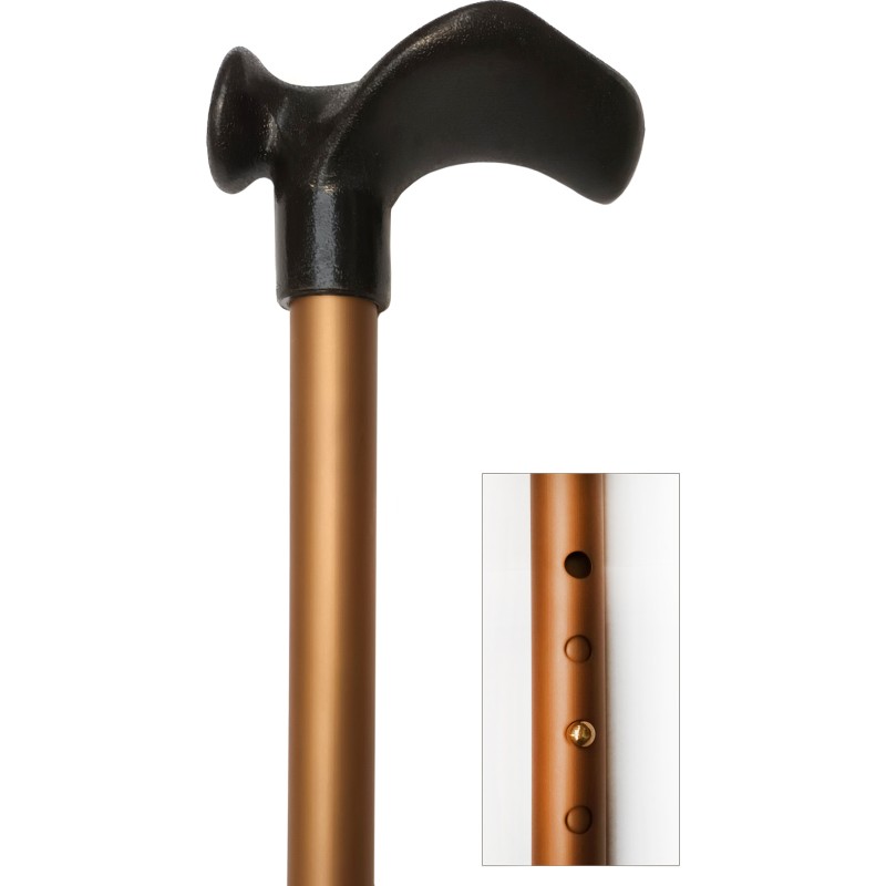 Telescopic cane from 79 to 101.5cm, beige aluminum tube, ergonomic black handle for right-handed people