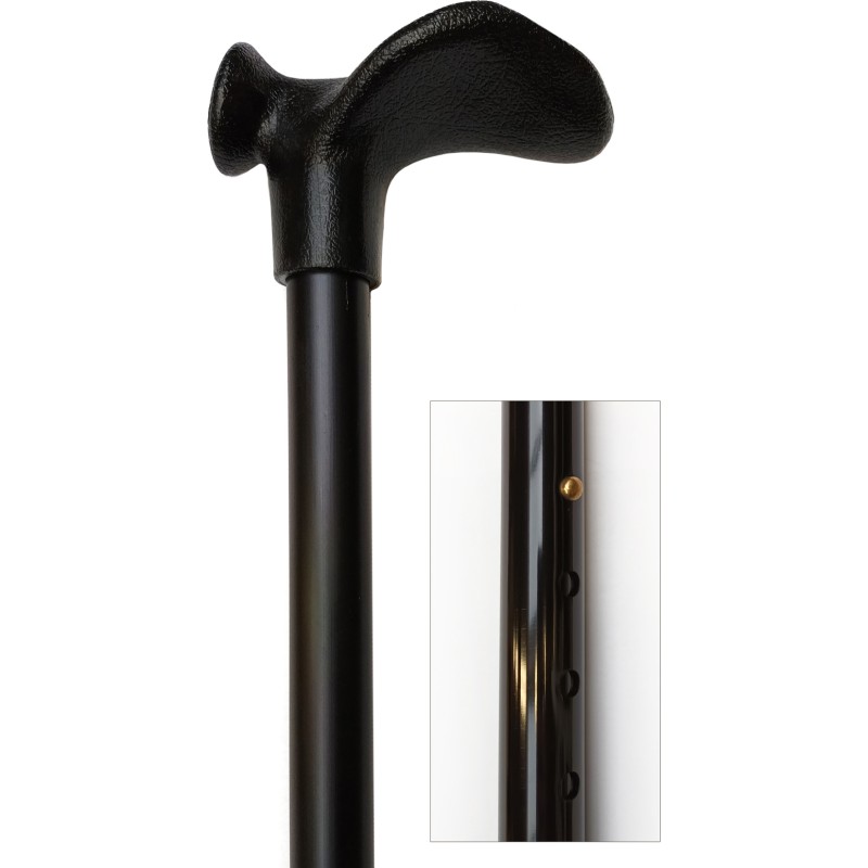 Telescopic cane from 74 to 97cm, black aluminum, ergonomic black handle for right-handed people