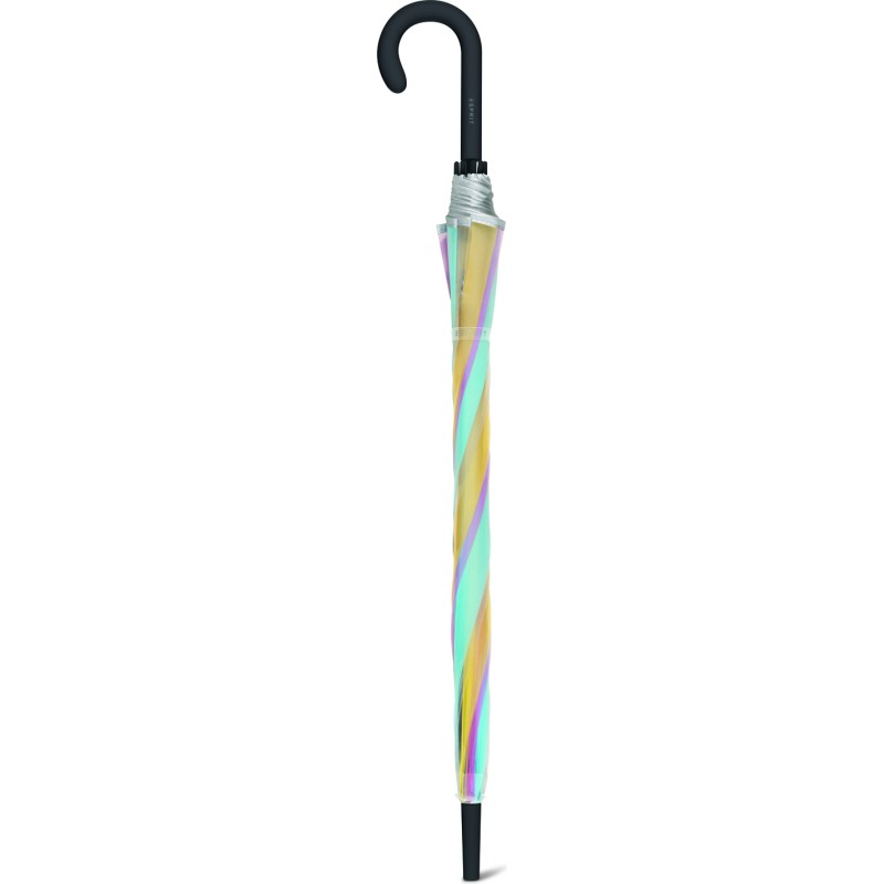 Long transparent rainbow umbrella with cane