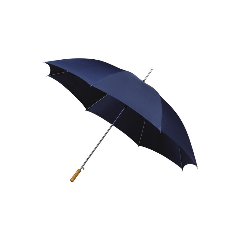 Long plain umbrella with straight wooden handle