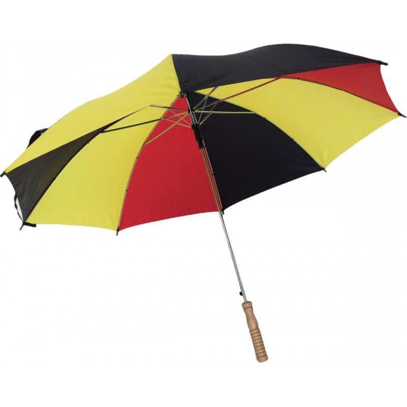 Long parapluie aux couleurs de la Belgique avec poignée droite