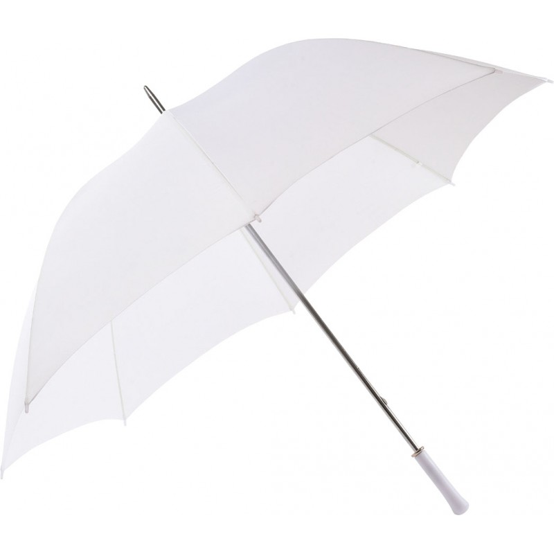 Long plain umbrella with straight white handle