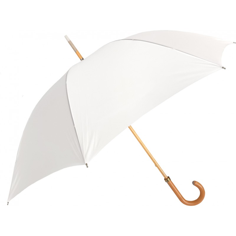 Long plain umbrella with wooden cane