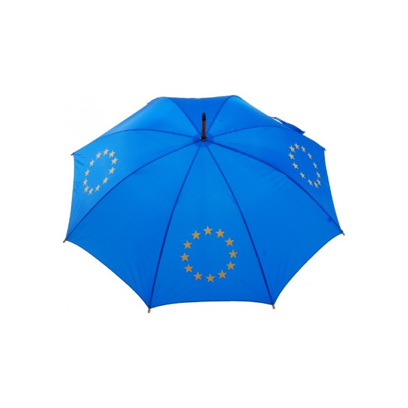 Long parapluie européen bicolore avec canne en bois