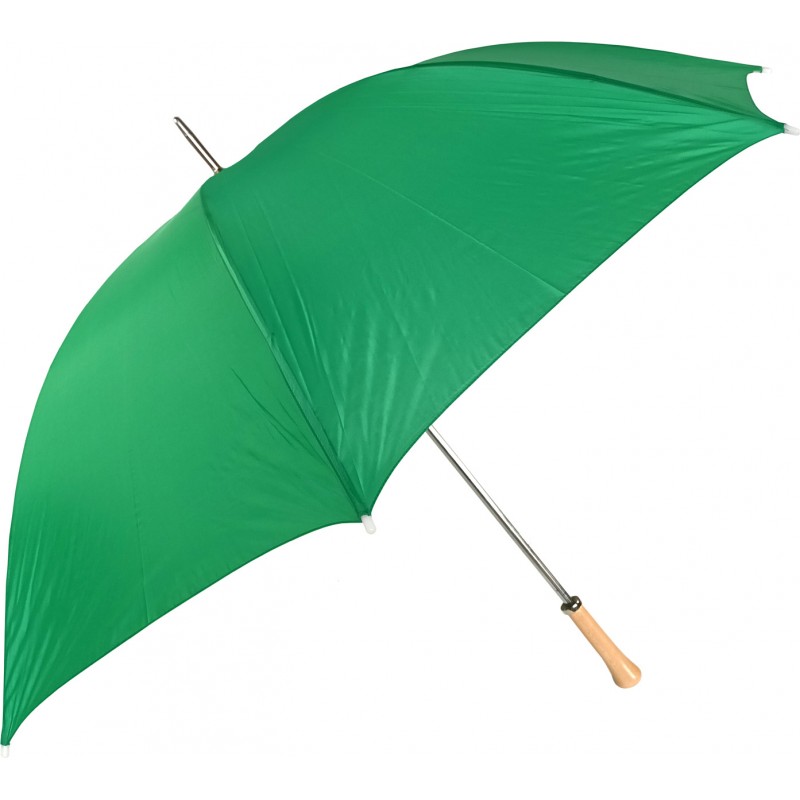 Long plain umbrella with straight wooden handle