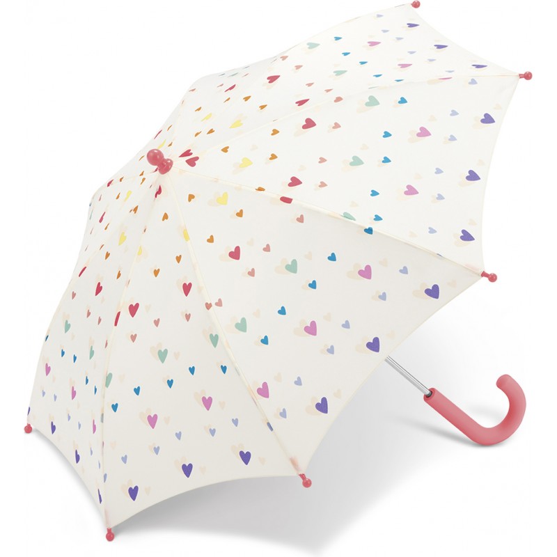 Long children's umbrella with hearts and cane