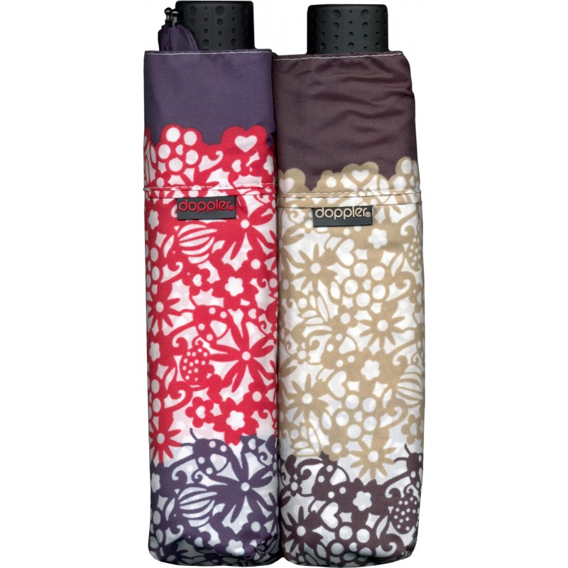 Small 6-whale umbrella, Havanna, two-tone floral