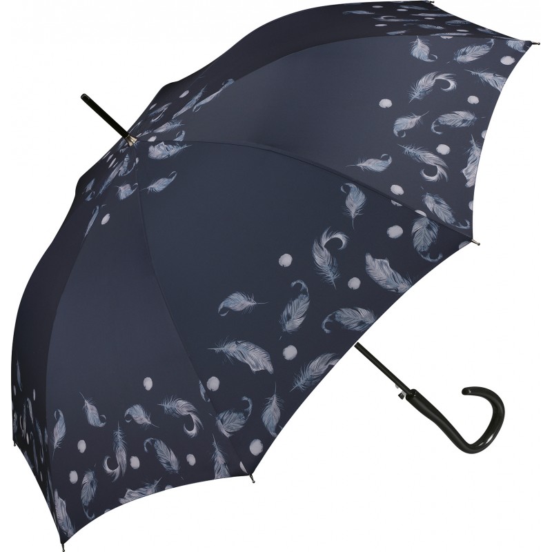 GRAND PARAPLUIE PIERRE GARDIN BLEU IMPRIME PLUMES