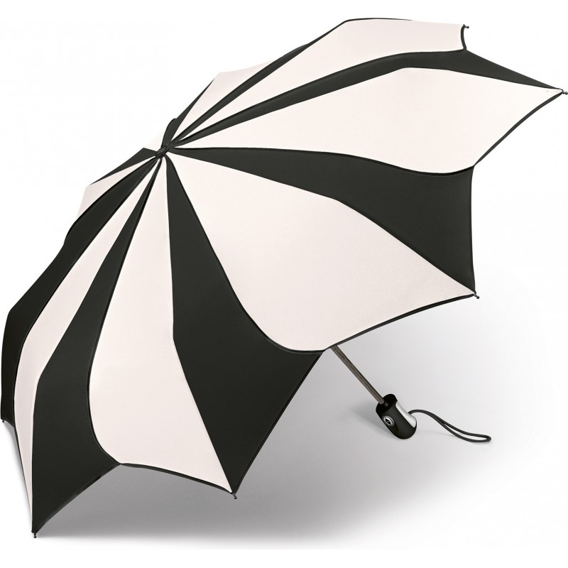 Parapluie de poche Pierre Cardin forme fleurs bicolore crème & noir