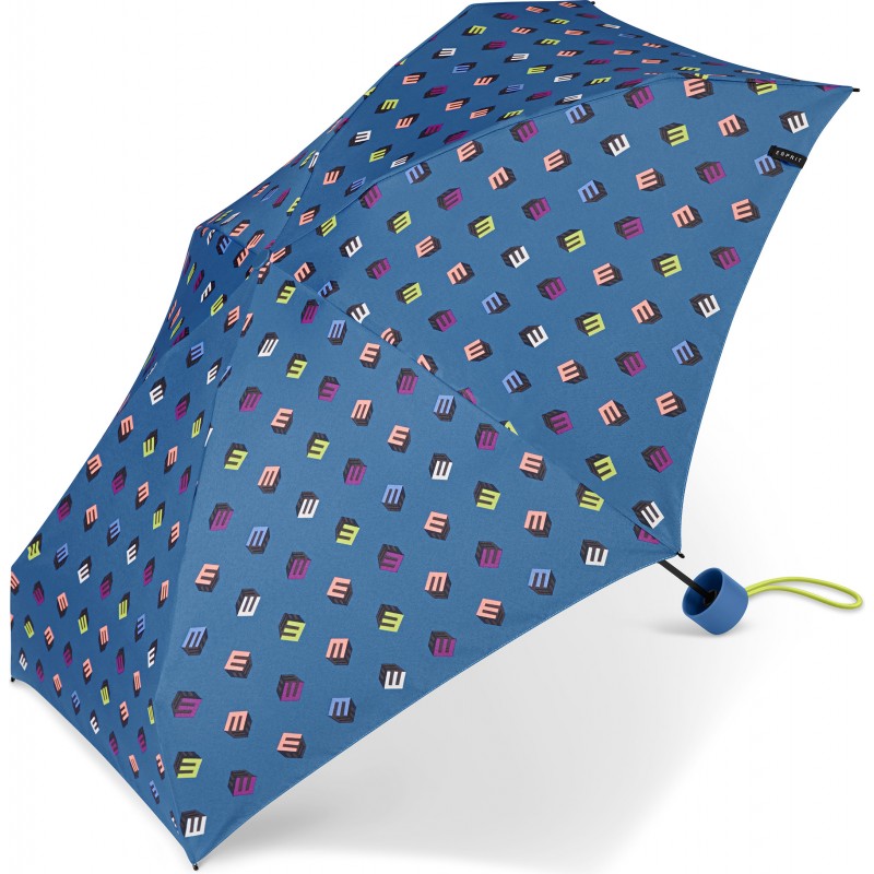 Plain multicolored "E" printed mini umbrella with cane