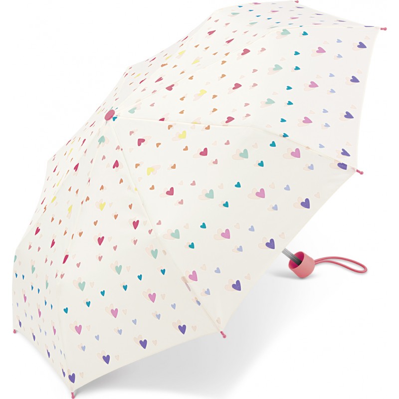 Petit parapluie enfant imprimé cœurs poignée ronde