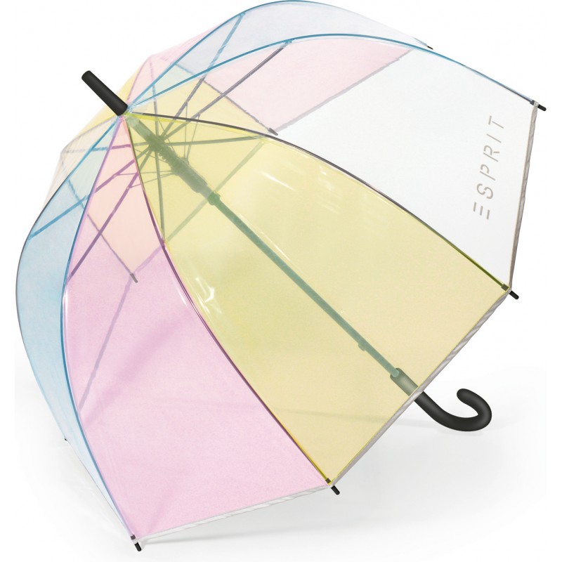 Long transparent rainbow umbrella with cane