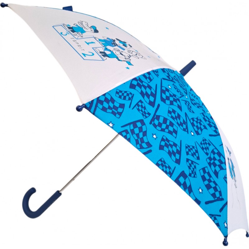 Long parapluie enfant, course, manche bleu courbé