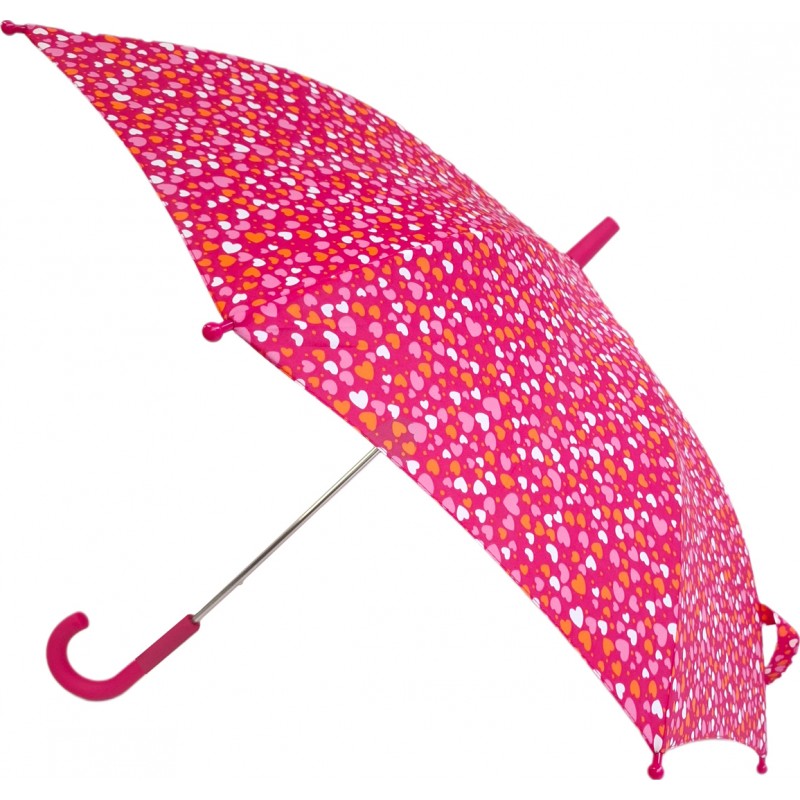 Long umbrella hearts curved pink handle