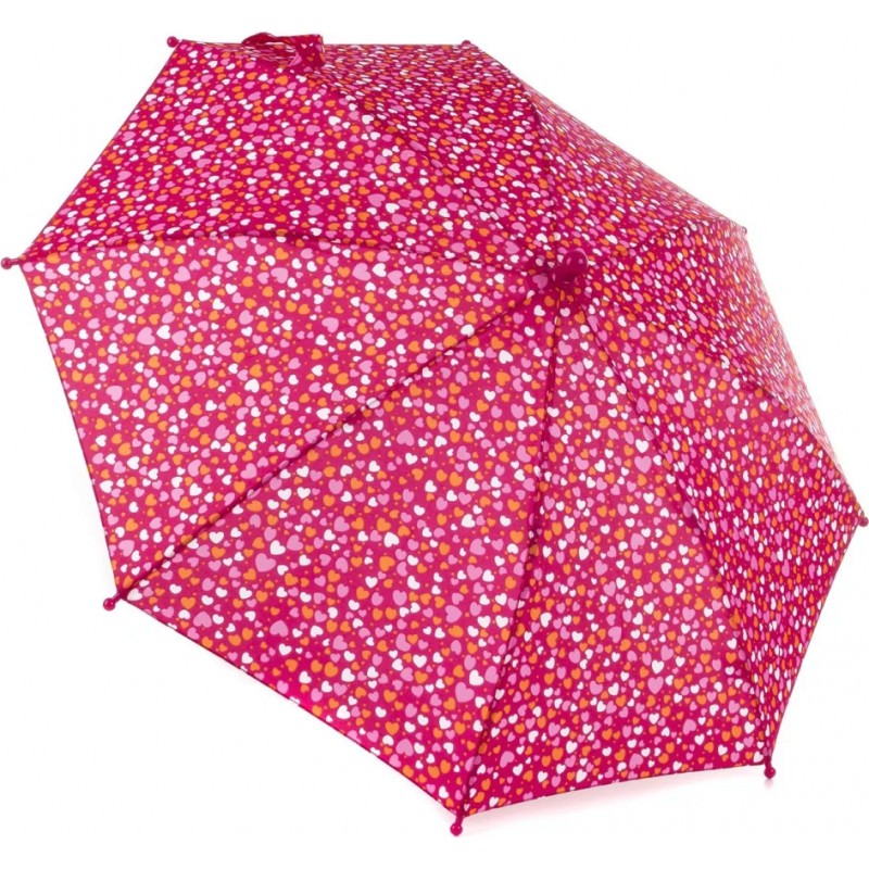 Long umbrella hearts curved pink handle